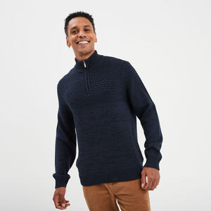Pull à col camionneur côtelé rayé pour homme, sensation premium, douceur améliorée, respirant, coupe ajustée pour un style décontracté sophistiqué - Product Image 2