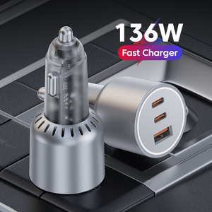 Chargeur de voiture USB C transparent 136W, adaptateur de chargeur de voiture PD 100W + PD 36W Type C compatible avec iPhone, Galaxy, MacBook, etc. - Product Image 3