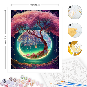 Người Lớn Starter Kit DIY Quà Tặng-Cây Trăng Bức Tranh Phong Cảnh Bằng Số 40x50cm/16x20Inch In Vẽ Màu Bằng Số - Product Image 2