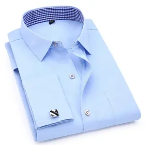 6Xl 5Xl French Cufflinks Shirts For Men Casual Slim Fit Shirt Long Sleeve Button Up Mens Dress Street Wear