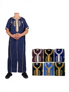 <span class=keywords><strong>Djellaba</strong></span> marocaine pour homme, Jubba, broderie traditionnelle, manches courtes, Thobe musulman, robe longue islamique ample - Product Image 5