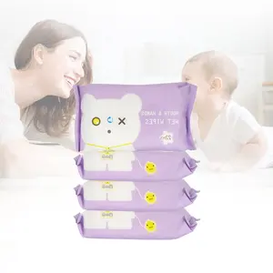 Wet Baby Wipes 72Pieces Direct Prints Care With Plastic Box Flip Wipe Lid Factory Oem Scented For Babies Custom Kids