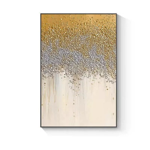 Hand Painted Oil Painting Golden Abstract <b>Art</b> Metal Frame Entryway Decorative Painting Modern Minimalist Living Room Wall <b>Art</b> - Product Image 5