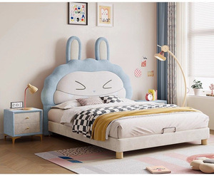 Cama de Madera para Niñas, Diseño de Animales Bonitos y Cómodos, Juego de Dormitorio para Adolescentes, Cama en el Dormitorio - Product Image 1