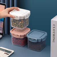 Bocal à bouteilles en plastique de qualité alimentaire Boîtes transparentes à grains entiers Organisateur de cuisine Boîtes de rangement Boîte ronde en plastique avec cuillère