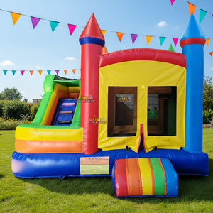 Château gonflable avec toboggan combiné, fabricant OEM, commercial, trampoline gonflable avec toboggan pour événements en plein air, <span class=keywords><strong>location</strong></span> - Product Image 1