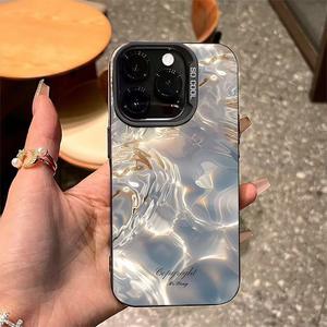 Étui pour téléphone portable en TPU pour <span class=keywords><strong>Iphone</strong></span> X Xr Xs 11 12 <span class=keywords><strong>13</strong></span> 14 15 16 17 Pro Max avec paillettes dorées et impression fantôme en argent galvanisé - Product Image 3