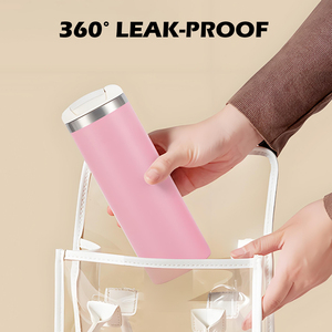 Botella de agua Rosa personalizada a prueba de fugas de 12oz, taza de viaje de acero inoxidable de 500ml, vaso de metal con estampado de logotipo OEM, café térmico recto - Product Image 4
