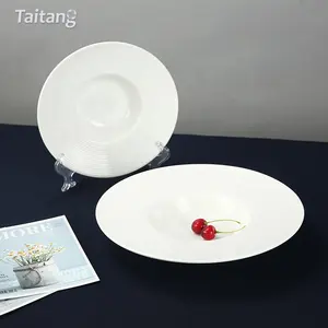 Wholesale Taitang Cixuan Restaurant White Porcelain Ceramic Catering Ceramic Plates Restaurant Dinnerware Sets