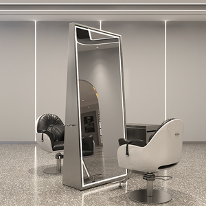 <span class=keywords><strong>Salon</strong></span> Berber Dükkanı Aynaları, Şık Kuaför Ayna İstasyonları, Özel Tek ve Çift Taraflı Işıklı Ayaklı Aynalar - Product Image 3