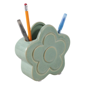 Organizer da scrivania in ceramica a forma di fiore, piccolo contenitore per scrivania, per decorare l'ufficio di casa. - Product Image 2
