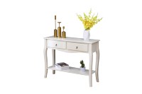 Table basse élégante 2 tiroirs en bois blanc crème