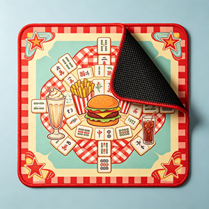 Tapete de Mahjong con Diseño de Pizza Fresca, Tomate, Queso y Albahaca, Antideslizante, de Microfibra, para 4 Jugadores, Regalo Divertido - Product Image 2