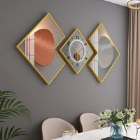 Peinture murale en porcelaine cristalline à trois panneaux de style nordique pour salon, minimalisme moderne, tableau horloge pour mur derrière le canapé