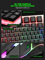 Teclado y Ratón con Cable Ultrafinos Retroiluminados LED para Juegos y Multimedia, Teclado y Ratón con Cable RGB para Oficina en Casa - En Stock