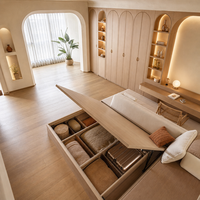 Lit plateforme tatami sur mesure de style méditerranéen avec armoire en stuc pour villa côtière