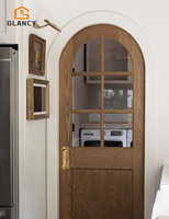 Portes coulissantes modernes en bois massif et verre, à cadre arqué, étanches, avec finition de surface pour armoires de cuisine de villas et appartements