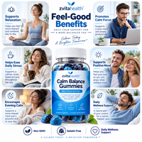 Gummies d'Ashwagandha Marque Blanche avec Vitamine D et Zinc pour le Soulagement du Stress et le Soutien du Sommeil, Végétaliennes, Faible en Glucides, pour Adultes, Livraison Rapide