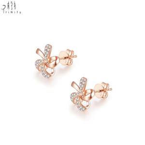 Nouvelle Collection Vente en Gros Fabricant Exportateur Bijoux Fins Design Floral Or Rose Massif 18K Diamants Naturels Clous d'Oreilles - Product Image 2