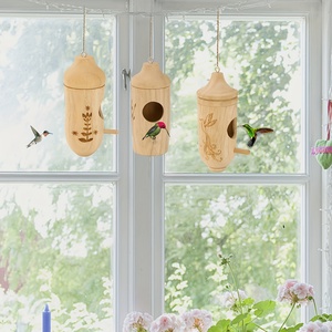Wooden Hummingbird House Hanging <b>Bird</b> <b>Feeder</b> Weather Resistant Polished <b>Bird</b> Nest Garden Decor - Product Image 4