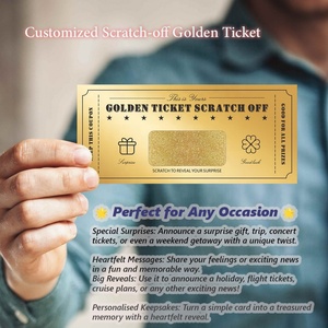 Manufacturer Sale Scratch off <b>Gold</b> Tickets <b>Gold</b> Foil Coating Digital Printing Custom Size logo Lucky Prize - Product Image 4