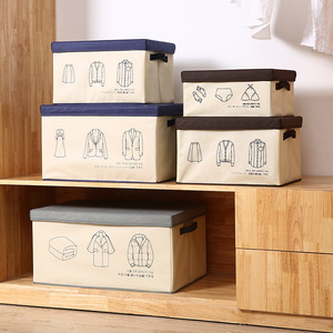 Clothing Organizer <b>Storage</b> Box Rectangle Non Woven Fabric Foldable Portable Wardrobe Large Size Gray Coffee Navy Blue - Product Image 1