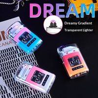 Briquet électronique à arc étanche d'extérieur à coque transparente avec affichage LED de puissance, piles incluses, vente en gros de cigarettes
