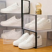 Grande boîte à chaussures transparente avec double renfort de cadre, haute protection contre la poussière, ventilation optimisée, boîte de rangement pour dortoir