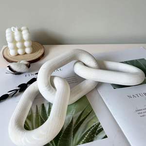 Decoración de eslabones de cadena de madera, decoración de cadena de 3 eslabones, madera de pino tallada, decoración moderna para el hogar para casa de campo, sala de estar, dormitorio, librería - Product Image 5