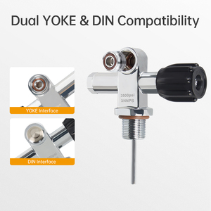 Collecteur de plongée sous-marine à double réservoir, valve à double cylindre 250 BAR, compatible Yoke et DIN, valve d'isolation pour double réservoir - Product Image 6