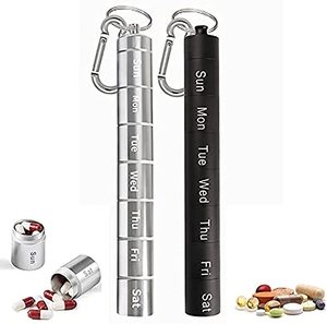Portable Waterproof Keychain Pill Holder Medicine Case 7 Day Metal Pill Box Organizer Pill Boxes