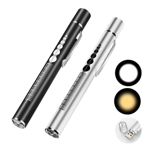 Customized logo Nurse Light up USB Torchlight Yellow and White Lights Rechargeable Mini Flashlights& Torches Penlight Medical
