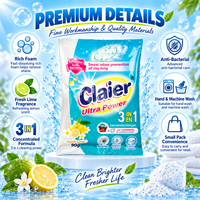 Détergent en poudre 90G pour lessive, haute mousse, citron et jasmin, doux pour les mains, produit chimique ménager de haute qualité exporté directement de l'usine