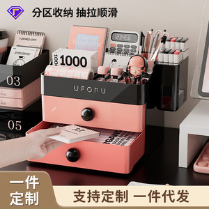 Organisateur de bureau Uforu avec tiroirs et porte-stylos pour le rangement de fournitures de bureau, forme rectangulaire, matériau PP - Product Image 5