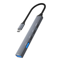Hub Multifungsi Aluminium Alloy dengan Slot Kartu Multi USB 3.0 Tipe-C, Docking Station Lima dalam Satu, Pengisian Cepat PD 100W, OEM CN