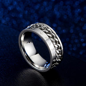 <b>Titanium</b> Steel Viking Letter <b>Chain</b> Ring Rotating Geometric Design Men's Fashion Jewelry Gift - Product Image 4