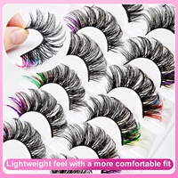 Faux cils colorés pour maquillage de festival, effet œil de chat, en bande, multicolores, volumineux et 3D, pour cosplay et fête