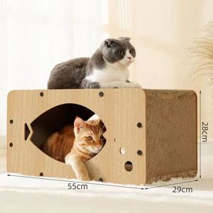 Cama y rascador para gatos de una pieza, rascador para gatos que no suelta pelusa, cartón corrugado grueso y ampliado - Product Image 5