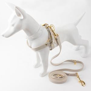 Charm Pvc Custom Own Logo Beige Collar Lead Set Arnés para perros Beige con plomo - Product Image 6