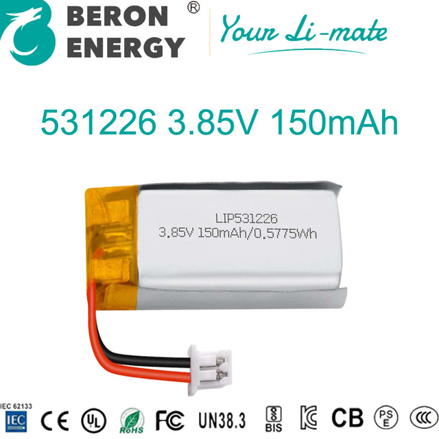 Ultra Mini High Voltage 3.85V 150mAh Lithium Polymer Battery LIP531226 Tiny Thin LiPo Cell for Skin Moisture Detector
