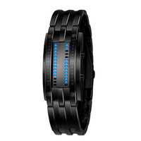 Jam tangan Digital Led untuk pasangan, jam tangan olahraga keren tahan air mewah 2025, jam tangan trendi biner hitam untuk pasangan