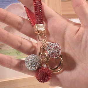 Grosir wanita bola kristal gantungan kunci berlian imitasi bola gantungan kunci bling mewah tas mobil mode perhiasan liontin aksesoris - Product Image 3