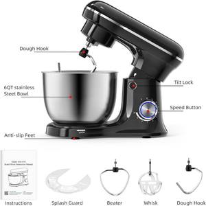 Batidora Eléctrica Profesional para Cocina, OEM, 5L, 1500W, Tazón Mezclador de Acero Inoxidable, 6 Velocidades, Diseño de Elevación de Tazón, Batidora Artesanal - Product Image 4