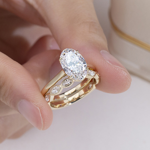 Messi Jewelry MSR-2166 14k Oval Cut Lab Grown <b>Diamond</b> <b>Ring</b> Engagement <b>Ring</b> - Product Image 1
