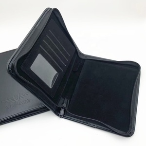 <span class=keywords><strong>Carpeta</strong></span> de Documentos para Bebé de Cuero PU Negro con Logotipo Personalizado en Relieve, Tamaño A4/A5, con Cierre de Cremallera - Product Image 3