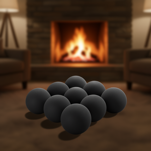 Boules de feu en céramique de 4 pouces, pierres de feu rondes réutilisables pour les cheminées, utilisation en cheminée à gaz intérieure, design minimaliste - Product Image 2