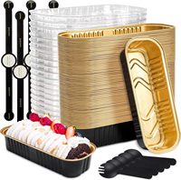 Lot de 100 mini moules à pain avec couvercles, cuillères et autocollants de scellage, 6,8 oz, jetables, résistants au four, petits contenants à gâteaux (rose)