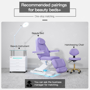Table de massage électrique moderne Turri personnalisation violette tête d'esthéticienne ensemble de meubles de lit de <span class=keywords><strong>spa</strong></span> fonction de levage repose-pieds hôtel - Product Image 2