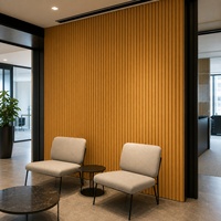WYRAX Panneau mural en WPC à grille pour salon d'accueil d'entreprise, aspect bois naturel réaliste, structure creuse à dos nervuré