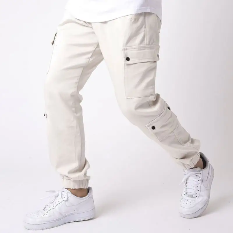 OEM Custom Cargo Jogger Trackpants White Tooling Side Pockets 3 Quarter Pants